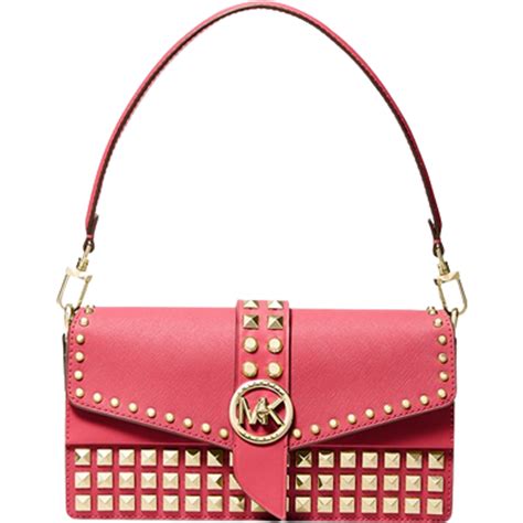 michael michael kors greenwich medium studded saffiano leather shoulder bag|Michael Kors saffiano jet set.